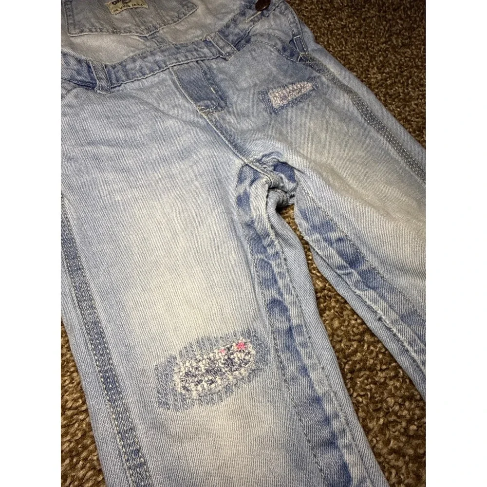 OshKosh Bgosh Baby Boy Distressed Denim Overalls Light‎ Wash 18M 100% Cotton